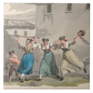Women Fighting in Rome, Italy (Historical Scene) Ceramic Tile