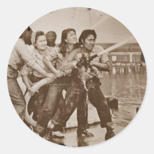Women Firefighters Pearl Harbour December 7 Classic Round Sticker