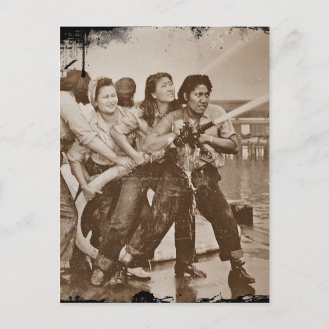 Women Firefighters Pearl Harbour December 7 Postcard (Front)