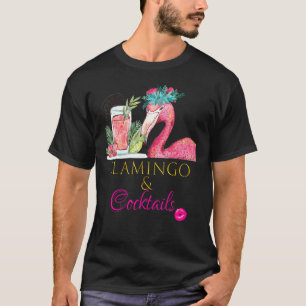 Women Flamingo And Cocktails Party Outfit T-Shirt
