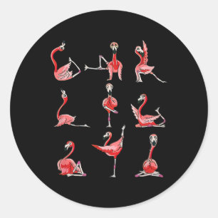 Women Flamingo Do Yoga Pose Meditation Men Women T Classic Round Sticker