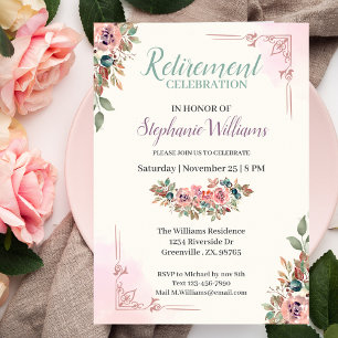 Women Floral Classic Elegant Retirement Party Invitation