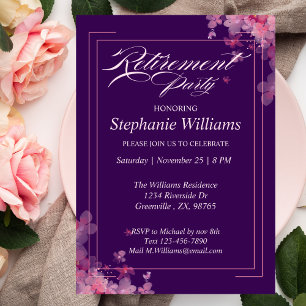 Women Floral Modern Elegant Retirement Party Invitation