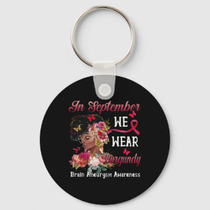 Women Flower Butterfly Brain Aneurysm Awareness  Key Ring