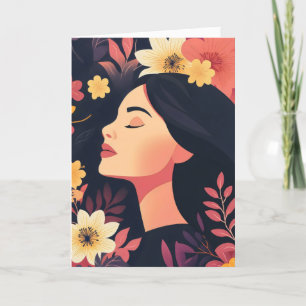Women Flower Nature Feminine Holiday Card
