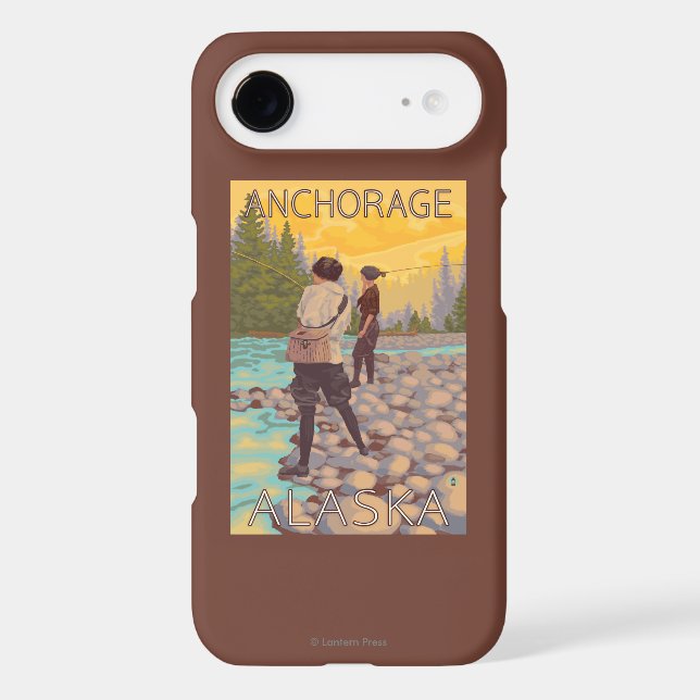 Women Fly Fishing - Anchorage, Alaska Case-Mate iPhone Case (Back)