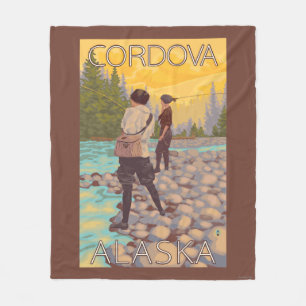 Women Fly Fishing - Cordova, Alaska Fleece Blanket