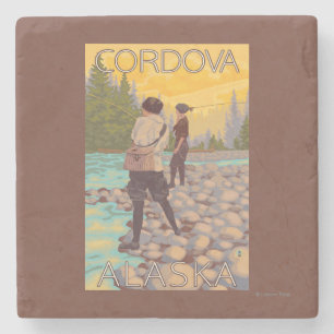 Women Fly Fishing - Cordova, Alaska Stone Coaster