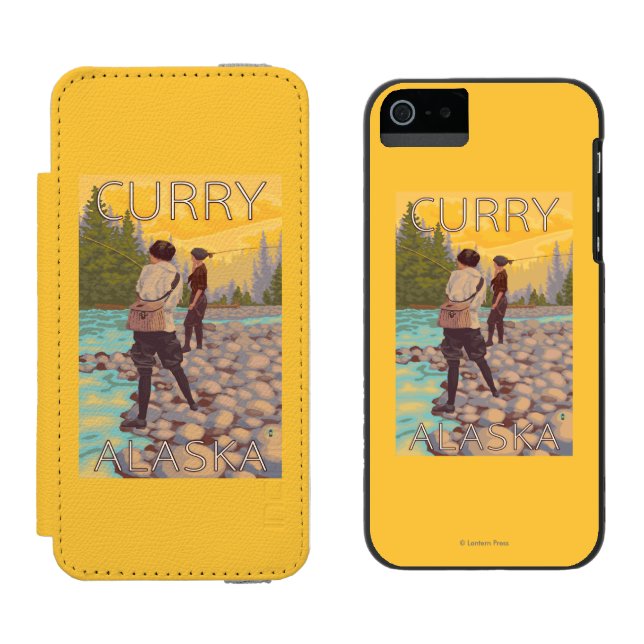 Women Fly Fishing - Curry, Alaska Incipio iPhone Wallet Case (Side by Side)