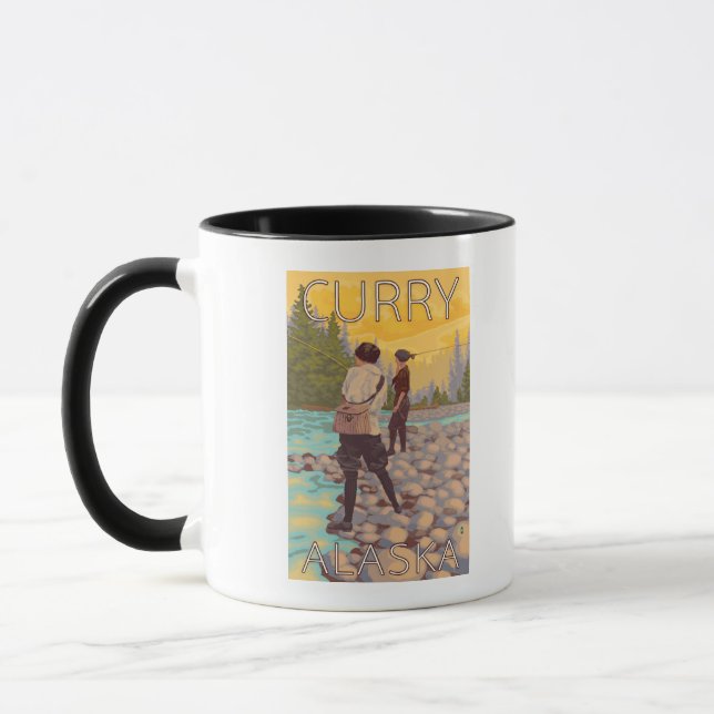 Women Fly Fishing - Curry, Alaska Mug (Left)