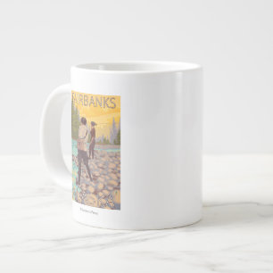 Women Fly Fishing - Fairbanks, Alaska Large Coffee Mug