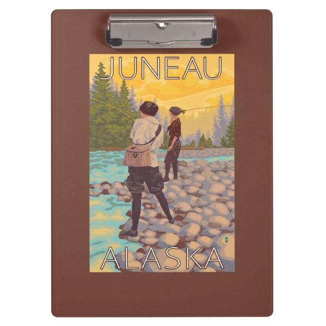 Women Fly Fishing - Juneau, Alaska Clipboard (Front)