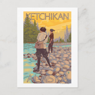 Women Fly Fishing - Ketchikan, Alaska Postcard