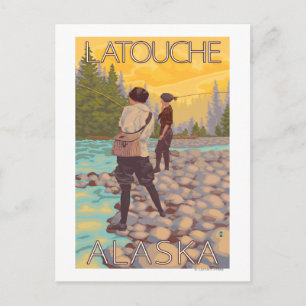 Women Fly Fishing - Latouche, Alaska Postcard