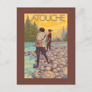 Women Fly Fishing - Latouche, Alaska Postcard