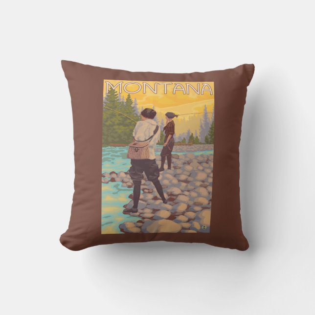 Women Fly Fishing - Montana Cushion (Front)