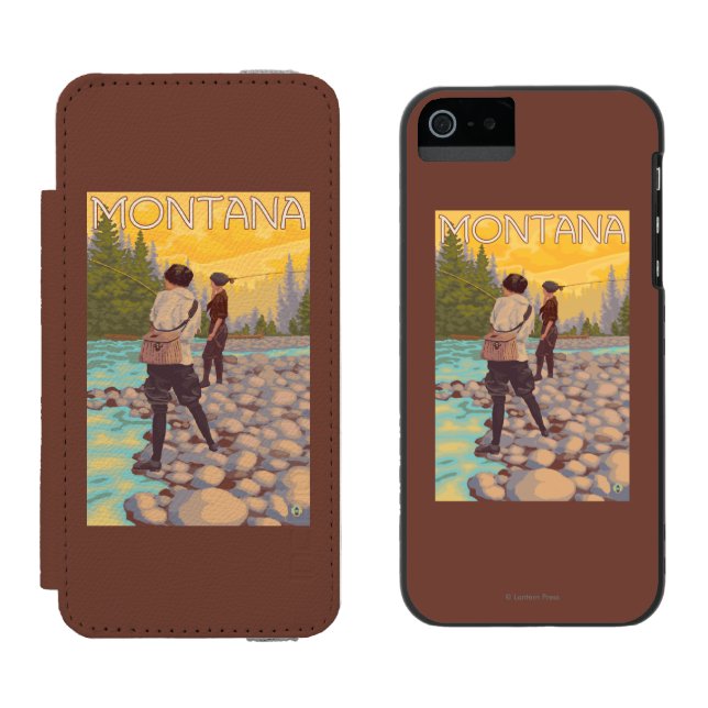 Women Fly Fishing - Montana Incipio iPhone Wallet Case (Side by Side)
