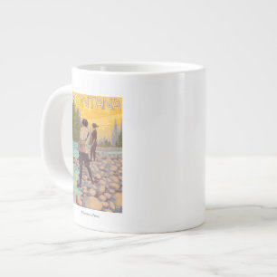 Women Fly Fishing - Montana Large Coffee Mug