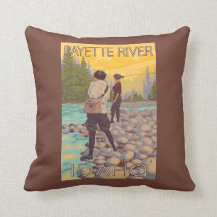Women Fly Fishing - Payette River, Idaho Cushion