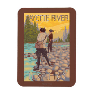 Women Fly Fishing - Payette River, Idaho Magnet