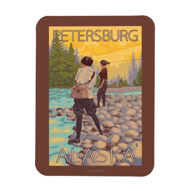 Women Fly Fishing - Petersburg, Alaska Magnet (Vertical)