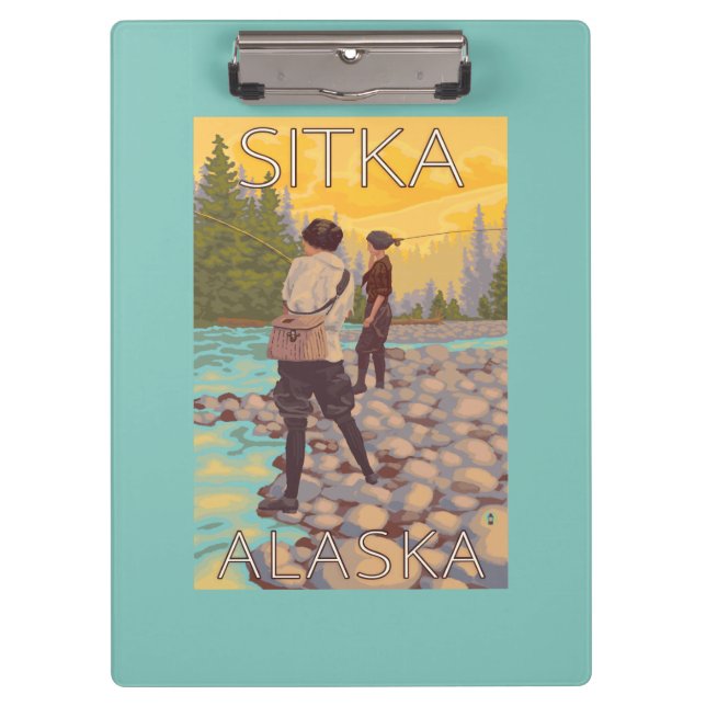 Women Fly Fishing - Sitka, Alaska Clipboard (Front)