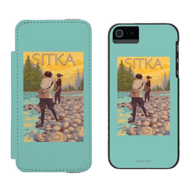 Women Fly Fishing - Sitka, Alaska Incipio iPhone Wallet Case (Side by Side)