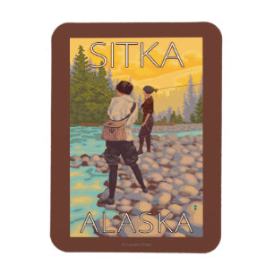 Women Fly Fishing - Sitka, Alaska Magnet