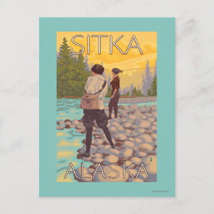 Women Fly Fishing - Sitka, Alaska Postcard