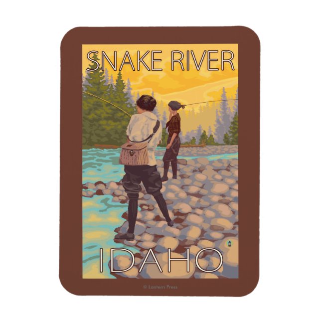 Women Fly Fishing - Snake River, Idaho Magnet (Vertical)