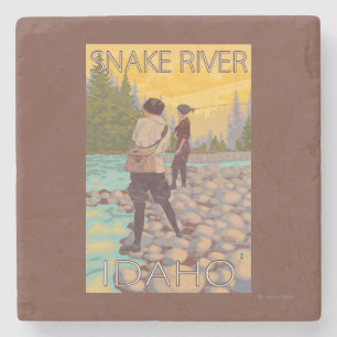 Women Fly Fishing - Snake River, Idaho Stone Coaster
