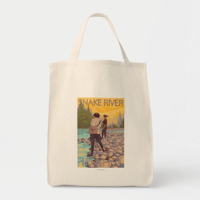 Women Fly Fishing - Snake River, Idaho Tote Bag (Front)