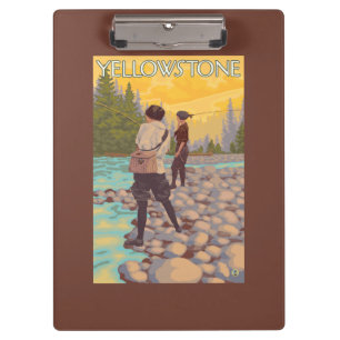 Women Fly Fishing - Yellowstone National Park Clipboard