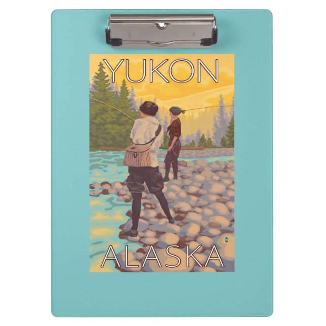 Women Fly Fishing - Yukon, Alaska Clipboard (Front)