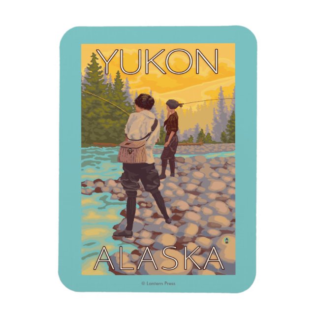 Women Fly Fishing - Yukon, Alaska Magnet (Vertical)