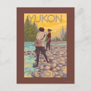 Women Fly Fishing - Yukon, Alaska Postcard