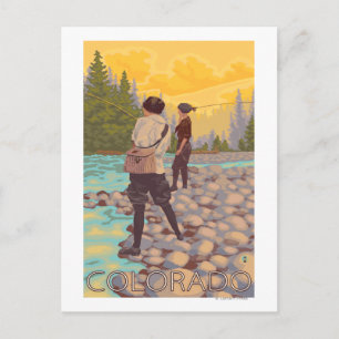 Women Fly FishingColorado Postcard
