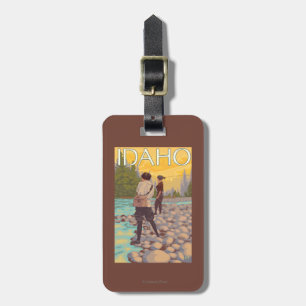 Women Fly FishingIdahoVintage Travel Poster Luggage Tag