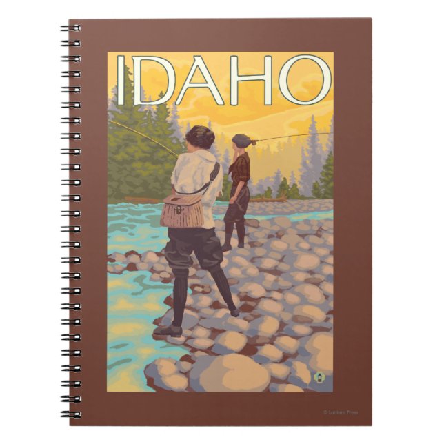 Women Fly FishingIdahoVintage Travel Poster Notebook (Front)