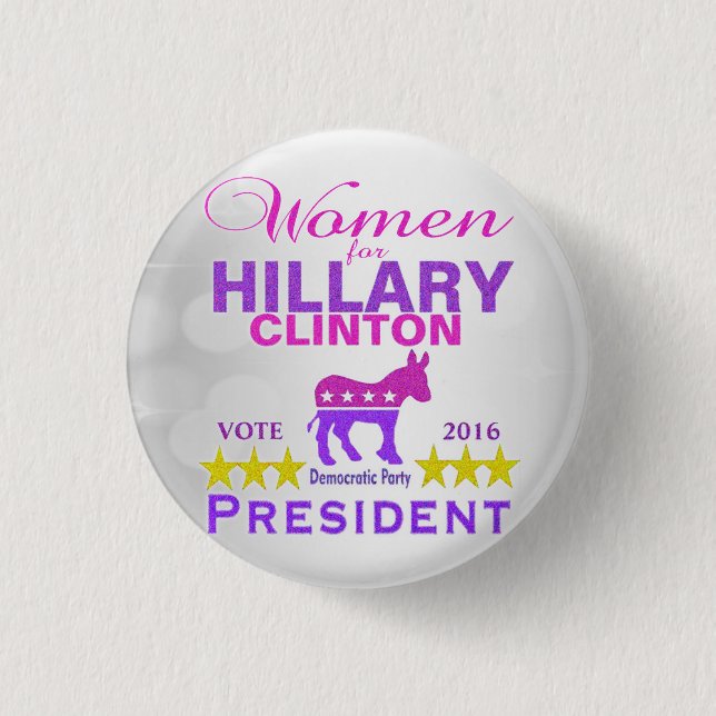 Women for Hillary Clinton President 3 Cm Round Badge (Front)