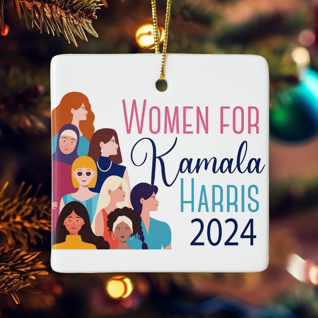 Women for Kamala Harris 2024 Election Christmas Ceramic Ornament (Creator Uploaded)