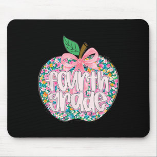 Women Fourth Grade Teacher Team Apple Floral Back Mouse Pad
