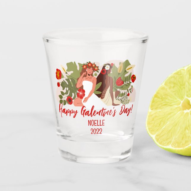 Women Friends Sisters Galentine's Day Shot Glass (Front)