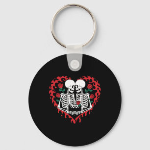Women Funny Valentine Skull And Red Blood Horror  Key Ring