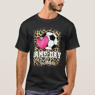 Women Game Day Soccer Leopard & Heart Women Girls T-Shirt