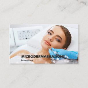 Women getting microdermabrasion skin treatment business card
