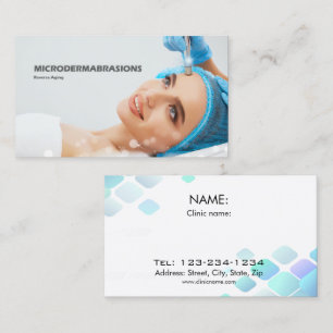 Women getting microdermabrasion skin treatment business card