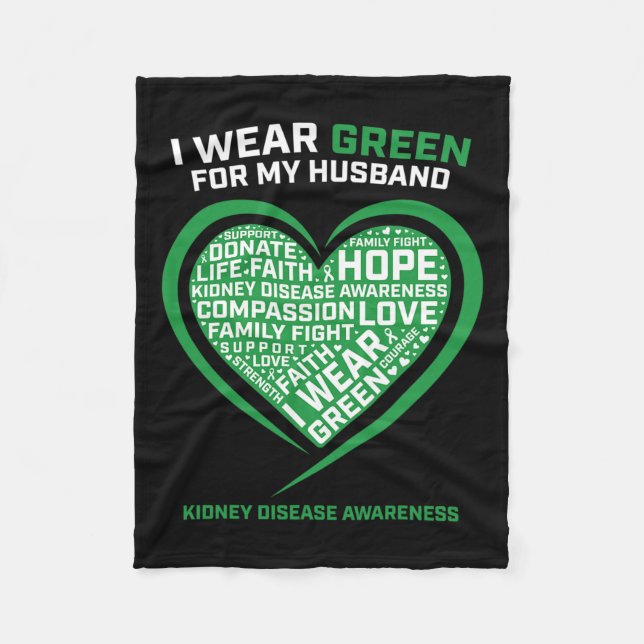 Women Gifts Husband Kidney Transplant Disease Awar Fleece Blanket (Front)