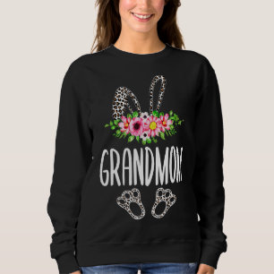 Women Girl Flower Leopard Grandmom Bunny Happy Eas Sweatshirt