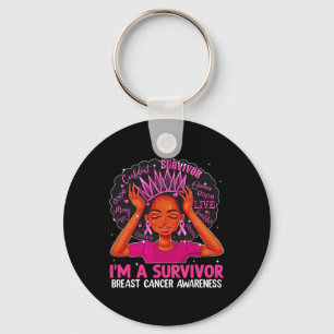 Women Girl I'm A Survivor Breast Cancer Awareness Key Ring
